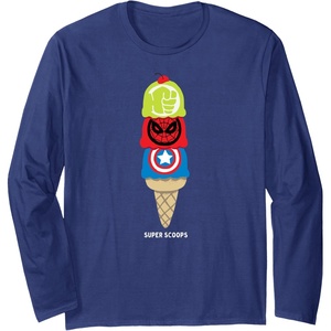 image:imageAmazon Essentials Marvel Super Heroes Ice Cream Cone Super Scoops Long Sleeve TShirtNavy Blue