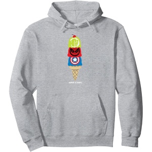image:imageAmazon Essentials Marvel Super Heroes Ice Cream Cone Super Scoops Pullover HoodieHeather Grey