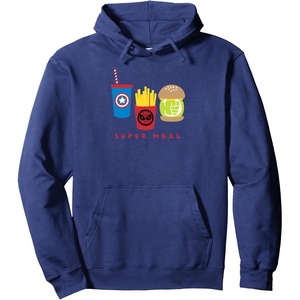 image:imageAmazon Essentials Marvel Super Heroes Super Meal Burger and Fries Pullover HoodieNavy Blue