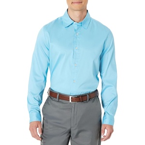 image:imageAmazon Essentials Mens RegularFit WrinkleResistant Stretch Dress ShirtSky Blue