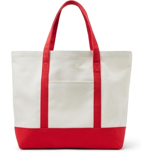 image:imageAmazon Essentials Unisex Adults Large Heavy Duty Canvas Beach Tote Bag NaturalRed One SizeNaturalRed