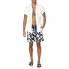 image:imageAmazon Essentials Mens 9 Swim Trunks with Mesh Lining Pockets Drawstring ClosureBlack Hibiscus Flower