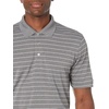 image:imageAmazon Essentials Mens RegularFit QuickDry ShortSleeve Golf Polo ShirtMedium Grey Heather White Stripe