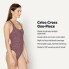 image:imageAmazon Essentials Womens CrissCross Back OnePiece SwimsuitBrick Red Lilac Leopard