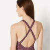 image:imageAmazon Essentials Womens CrissCross Back OnePiece SwimsuitBrick Red Lilac Leopard