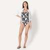 image:imageAmazon Essentials Womens CrissCross Back OnePiece SwimsuitCream Black Floral