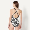 image:imageAmazon Essentials Womens CrissCross Back OnePiece SwimsuitCream Black Floral