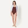image:imageAmazon Essentials Womens CrissCross Back OnePiece SwimsuitDeep Brown