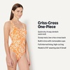image:imageAmazon Essentials Womens CrissCross Back OnePiece SwimsuitRust Orange Abstract Palms