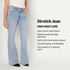 image:imageAmazon Essentials Womens High Stretch Flattering HighRise Flare JeansIced Blue Light Wash