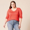 image:imageAmazon Essentials Womens Lightweight LongSleeve VNeck SweaterCoral Pink