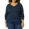 image:imageAmazon Essentials Womens Lightweight LongSleeve VNeck SweaterNavyBlack Textured Cheetah