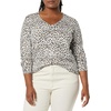 image:imageAmazon Essentials Womens Lightweight LongSleeve VNeck SweaterWhiteTan Textured Cheetah