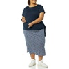 image:imageAmazon Essentials Womens PullOn Knit Midi Skirt with Elastic Waist Stretchy Available in Plus SizeNavy Dots Print