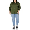 image:imageAmazon Essentials Womens RegularFit Satin Button Down Shirt Available in Plus SizeDark Olive