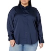 image:imageAmazon Essentials Womens RegularFit Satin Button Down Shirt Available in Plus SizeNavy