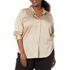 image:imageAmazon Essentials Womens RegularFit Satin Button Down Shirt Available in Plus SizeTan