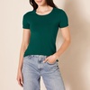image:imageAmazon Essentials Womens RegularFit ShortSleeve Crewneck TShirt MultipacksDark GreenLilac Animal Print