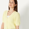 image:imageAmazon Essentials Womens RelaxedFit Crochet ShortSleeve CardiganPastel Yellow