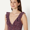 image:imageAmazon Essentials Womens Ruffle VNeck OnePiece SwimsuitBrick Red Lilac Leopard