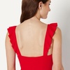 image:imageAmazon Essentials Womens Ruffle VNeck OnePiece SwimsuitBright Poppy Red