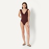 image:imageAmazon Essentials Womens Ruffle VNeck OnePiece SwimsuitDeep Brown