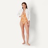 image:imageAmazon Essentials Womens Ruffle VNeck OnePiece SwimsuitRust Orange Abstract Palms