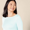 image:imageAmazon Essentials Womens SlimFit 34 Sleeve Boat Neck Cotton Modal Micro Rib TShirtAqua Blue
