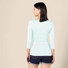image:imageAmazon Essentials Womens SlimFit 34 Sleeve Boat Neck Cotton Modal Micro Rib TShirtAqua Blue