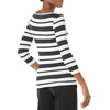 image:imageAmazon Essentials Womens SlimFit 34 Sleeve Boat Neck Cotton Modal Micro Rib TShirtBlack White Placed Stripe