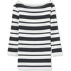 image:imageAmazon Essentials Womens SlimFit 34 Sleeve Boat Neck Cotton Modal Micro Rib TShirtBlack White Placed Stripe