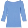 image:imageAmazon Essentials Womens SlimFit 34 Sleeve Boat Neck Cotton Modal Micro Rib TShirtBlue