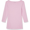 image:imageAmazon Essentials Womens SlimFit 34 Sleeve Boat Neck Cotton Modal Micro Rib TShirtLight Pink