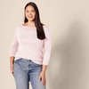 image:imageAmazon Essentials Womens SlimFit 34 Sleeve Boat Neck Cotton Modal Micro Rib TShirtLight Pink