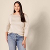 image:imageAmazon Essentials Womens SlimFit 34 Sleeve Boat Neck Cotton Modal Micro Rib TShirtOatmeal Heather
