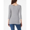 image:imageAmazon Essentials Womens SlimFit 34 Sleeve Boat Neck Cotton Modal Micro Rib TShirtWhite Stripe
