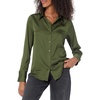 image:imageAmazon Essentials Womens RegularFit Satin Button Down Shirt Available in Plus SizeDark Olive