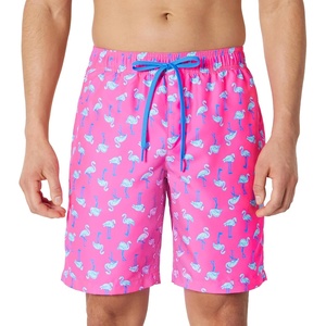 image:imageAmazon Essentials Mens 9 Swim Trunks with Mesh Lining Pockets Drawstring ClosureBright Pink Flamingo
