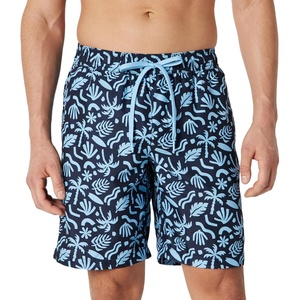image:imageAmazon Essentials Mens 9 Swim Trunks with Mesh Lining Pockets Drawstring ClosureNavy Tropical