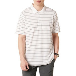 image:imageAmazon Essentials Mens RegularFit QuickDry ShortSleeve Golf Polo ShirtBlack White Thin Stripe