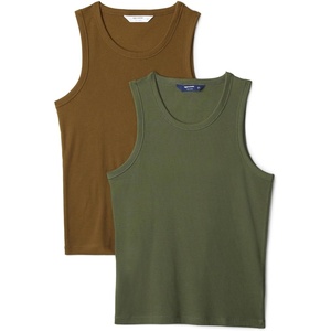 image:imageAmazon Essentials Mens SlimFit Ribbed Tank Top Pack of 2Dark OliveDeep Brown