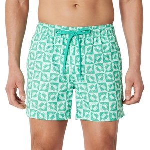 image:imageAmazon Essentials Mens Swim Trunks with Mesh Lining Pockets Drawstring ClosureLight Blue Mint Green Sun Geo