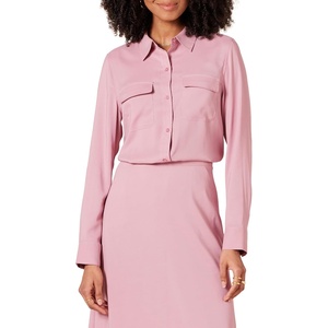 image:imageAmazon Essentials Womens Georgette Long Sleeve RelaxedFit Business Casual Office Work Shirt with PocketsMauve