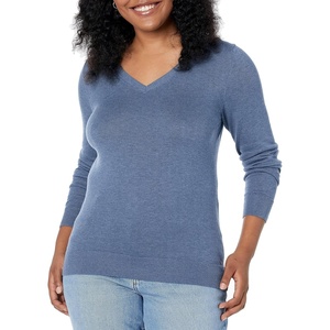 image:imageAmazon Essentials Womens Lightweight LongSleeve VNeck SweaterBlue Heather