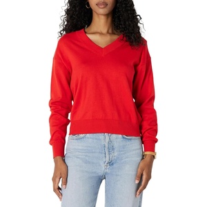 image:imageAmazon Essentials Womens Lightweight LongSleeve VNeck SweaterBright Poppy Red