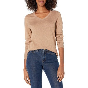 image:imageAmazon Essentials Womens Lightweight LongSleeve VNeck SweaterCamel Heather