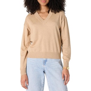 image:imageAmazon Essentials Womens Lightweight LongSleeve VNeck SweaterGold Heather
