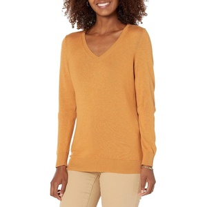 image:imageAmazon Essentials Womens Lightweight LongSleeve VNeck SweaterMustard Heather