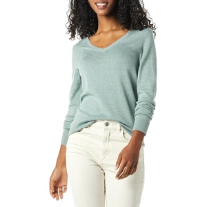 image:imageAmazon Essentials Womens Lightweight LongSleeve VNeck SweaterSage Green Heather