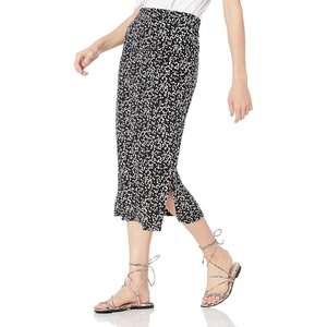 image:imageAmazon Essentials Womens PullOn Knit Midi Skirt with Elastic Waist Stretchy Available in Plus SizeBlack White Abstract Animal